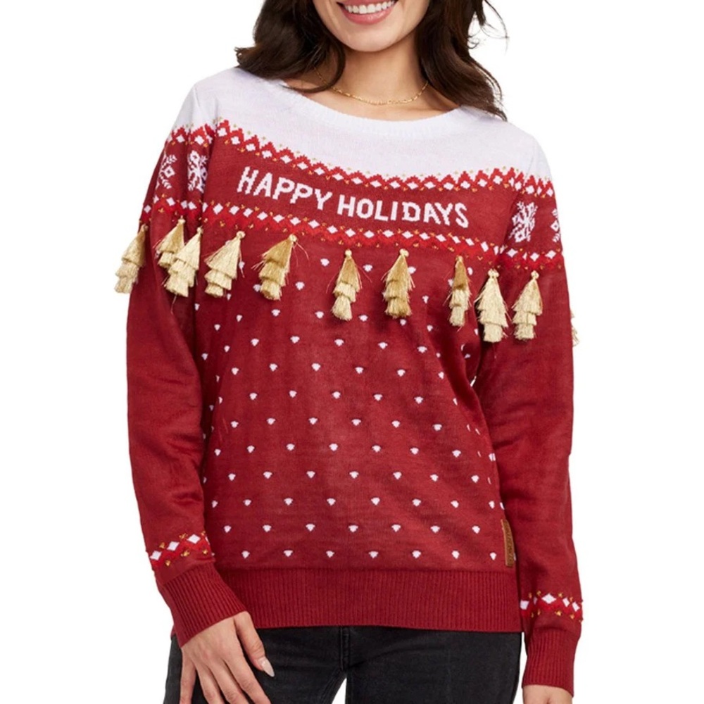 Tipsy Elves Holiday Sweater with Tassels